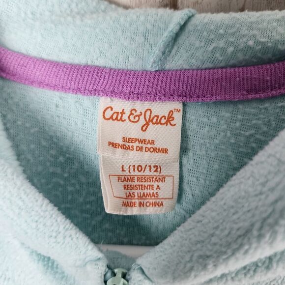 Cat & Jack Unicorn Pajama Onesie Blue Large 10-12 - Picture 3 of 9